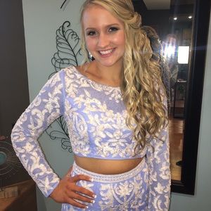 2-Piece Periwinkle/Sequined Prom Gown